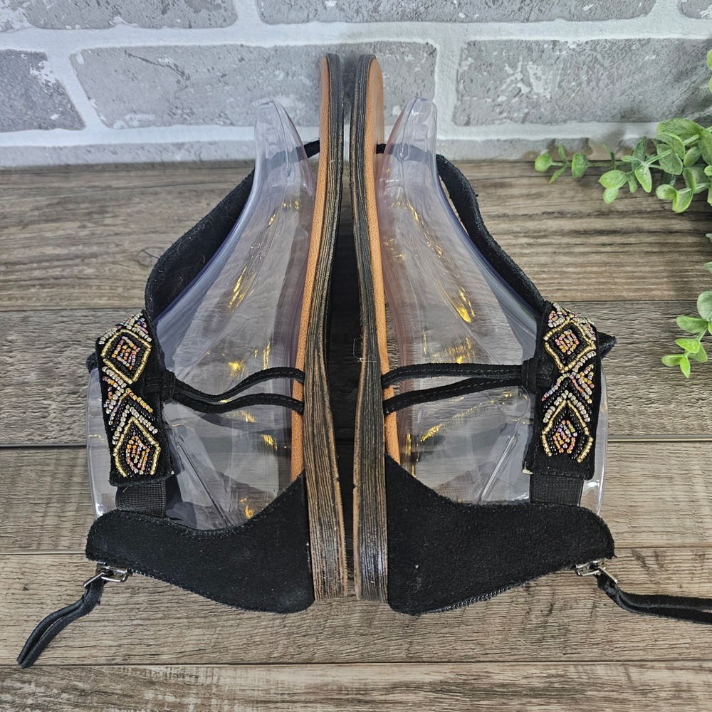 Minnetonka Women Black Suede Beaded Gladiator Sandals 71319 BLM 8 Festival Boho - Picture 7 of 10